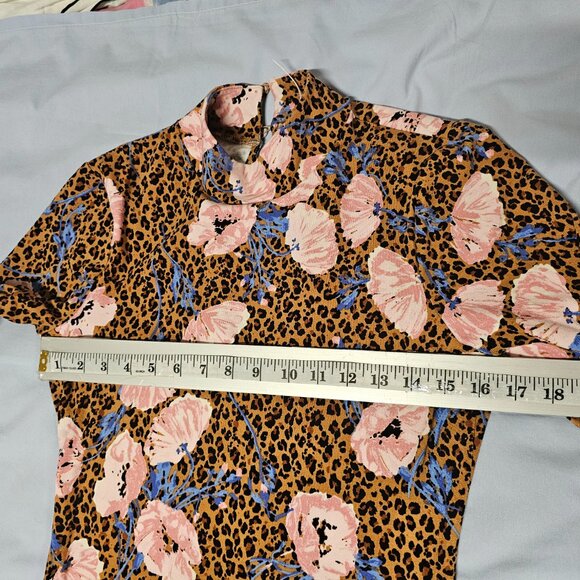 Free People Animal Print Floral Maxi Dress Women Size S Long Sleeve - Picture 12 of 15